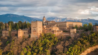 Panorama view of Alhambra palace, Granada, Spain.