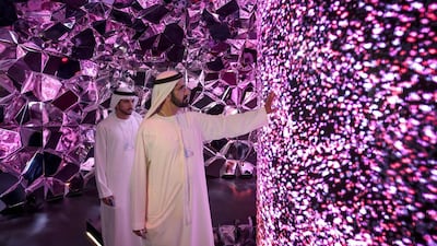 Sheikh Mohammed bin Rashid, Vice President and Ruler of Dubai, inaugurates the Museum of the Future at Madinat Jumeirah in Dubai on Sunday with Sheikh Hamdan bin Mohammed, Crown Prince of Dubai. Wam