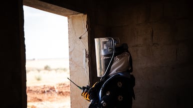 A member of the Halo Trust's mine clearance team in Syria. Photo: Halo Trust