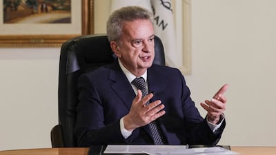Riad Salameh gives an interview at his office in Beirut on December 20, 2021. AFP
