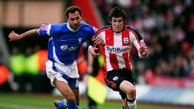 Southampton's Gareth Bale battles with Sylvain Legwinski of Ipswich during the Championship match at St Mary's Stadium in February 2007. Getty