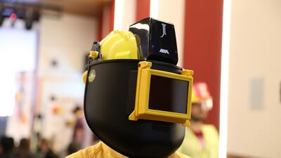 At 800 grams, the helmets weigh almost twice that of a normal construction helmet but are about half the weight of a standard motorcycle crash helmet.