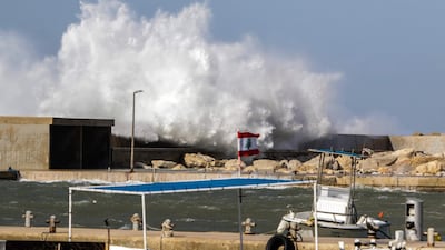 Waves crashing by the fishermen's port in the coastal northern Lebanese town of Batroun. AFP