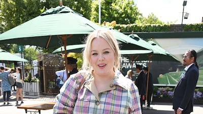 Nicola Coughlan ('Bridgerton') in a chequered Ralph Lauren shirt dress. WireImage