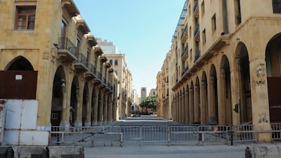 A view shows a road leading to the Parliament building, that was previously blocked with concrete barriers, in Beirut on May 26, 2022. Reuters