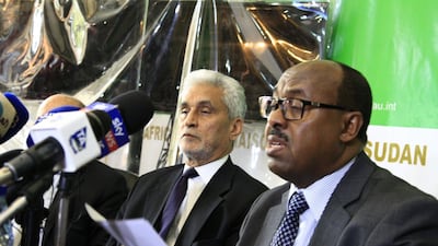 African Union representative Mohamed El Hacen Lebatt, left, and Ethiopia's Mahmoud Drir have been mediating the talks between Sudan's military and civilian leaders. AFP