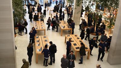 Apple's flagship London store on Regent Street was targeted by a moped gang. Andy Rain/ EPA