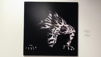 Inta Omry by Hazem Mahdy (UAE) a self portrait, and Amal’s Chair by Sarah Al Agroobi (UAE), a rocking chair, on display as part of the Islamopolitan exhibit.