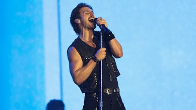 US singer Benson Boone performs onstage during the MDLBEAST Soundstorm music festival in Banban, on the outskirts of Riyadh. AFP