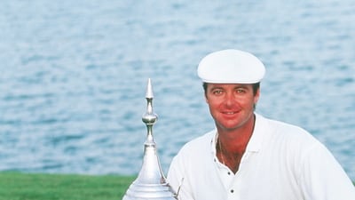 Wayne Westner alongside the Dubai Desert Classic trophy in 1993. He won the tournament by two shots ahead of fellow South African Retief Goosen. David Cannon / Getty Images
