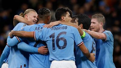 Erling Haaland - 10 A five-star performance. A penalty kick to open the scoring, three rebounds, one lucky ball that came off his shin and into the net saw the Norwegian become the third player to score five goals in a single Champions League game after Lionel Messi and Luiz Adriano. Action Images