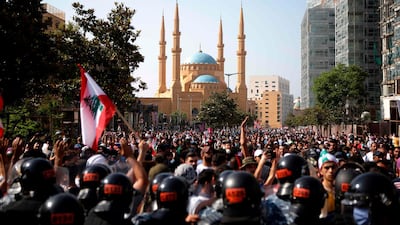 Protesters poured into the streets of the Lebanese capital to decry the collapse of the economy. AFP