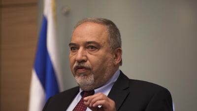 Israeli Defense Minister Avigdor Lieberman speaks during a press conference at the Israeli Parliament. Getty Images