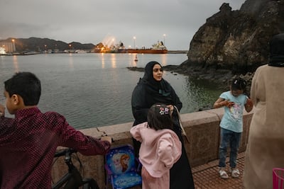 A bulk carrier off Muscat, Oman, near the strait of Hormuz, which has been nearly entirely shut down by Iran. Getty Images