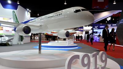 A model of the Commercial Aircraft Corpation of China C919 aircraft. The state-owned Chinese company, which is producing the nation’s first homebuilt single-aisle commercial aircraft, expects to start mass production of the C919 jet after 2021 as it chases markets in Asia and Africa. Bloomberg