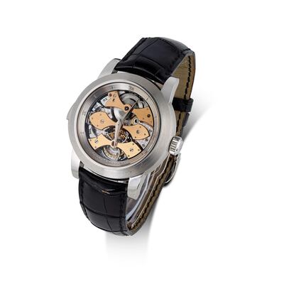 A Girard-Perregaux ‘Opera One’ Triple Bridge Tourbillon Wristwatch once owned by jeweller Nirav Modi, which sold for $136,000 as part of an auction held to sell off his seized assets. Courtesy of Saffronart
