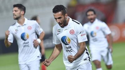 Ali Mabkhout scored a hat-trick in the semi-final to guide Al Jazira past Al Ahli and into the President's Cup final. Courtesy UAE FA