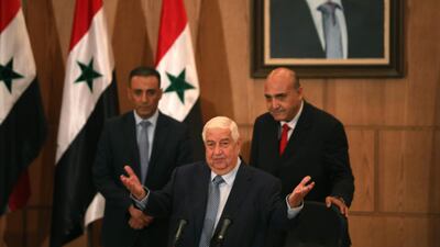 Syria's Foreign Minister Walid Muallem holds a press conference on new US sanctions imposed on the country, in the capital Damascus. AFP