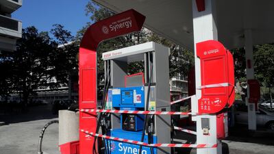 A closed pump at a petrol station in Lille, northern France. AP