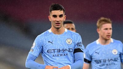Ferran Torres celebrates scoring the fourth goal. PA