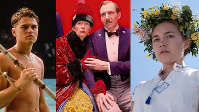 'The Beach', left, 'The Grand Budapest Hotel', centre, and 'Midsommar' all feature dramatic backdrops, as well as gripping plots.