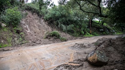 A mudslide covers a road after a storm in Montecito. Bloomberg