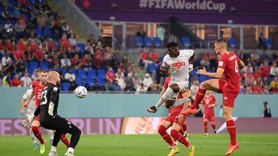 Vanja Milinkovic-Savic of Serbia makes a save the shot by Breel Embolo of Switzerland during the FIFA World Cup Qatar 2022 Group G match between Serbia and Switzerland at Stadium 974 in Doha, Qatar. Getty Images