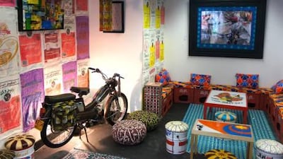 The Moroccan-born photographer Hassan Hajjaj turned to furniture design for his Le Salon installation, currently showing at the Apart gallery. "It's pure Hassan: welcoming, poetic, eastern and yet western, too - a hard place to leave once you've sat down and taken a few breaths of incense," says Adrian Palengat, the founder of Apart.