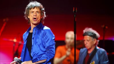 Mick Jagger, left, Keith Richards, right, and Charlie Watts of The Rolling Stones performing in Anaheim, California, in May. Mike Blake / Reuters