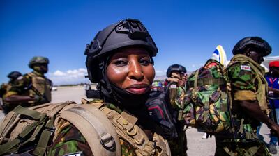 A new contingent of UN-backed Kenyan police officers arrives at the airport in Port-au-Prince, Haiti, flown in to help curb the prevailing violence in the Caribbean nation. EPA