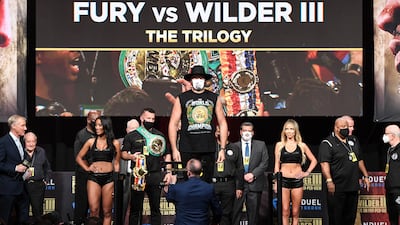 British boxer Tyson Fury has his weight checked. EPA