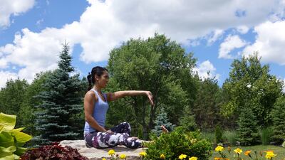 Lululemon ambassador Claudine Foong will be holding Eldoa joint reliever classes at the store in Dubai Marina over the next month. Courtesy Lululemon.