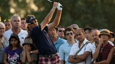 Ian Poulter of England during the third round of the Dubai World Championship on the Earth Course, Jumeirah Golf Estates.