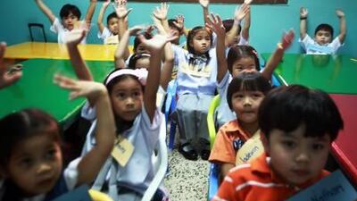 New pupils at Pisco Private School in Abu Dhabi experience their first day in kindergarten.