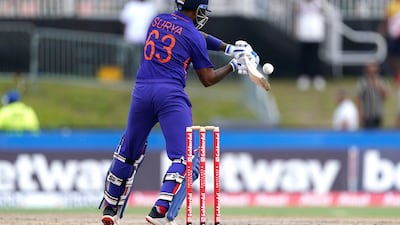India's Suryakumar Yadav hits a boundary. AP