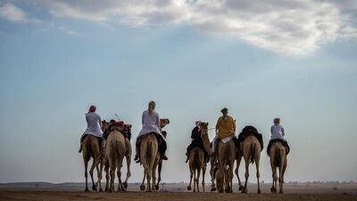 The camel caravan, organised by the Hamdan bin Mohammed Heritage Center in collaboration with the Yemeni voyager Ahmed Al Qassemi, took 15 young people from Al Naqba through the UAE desert.