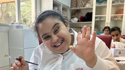 Aysha Saleh is a student in the Rashid Centre's textile workshop. All photos: Rana Afifi