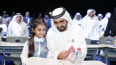 Sheikh Mohammed bin Rashid has launched an online portal that unlocks knowledge and information in mathematics and sciences for Arab school pupils anywhere in the world. All photos by WAM