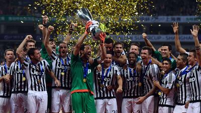 Juventus celebrate winning the 2015 Italian Super Cup. (AFP)
