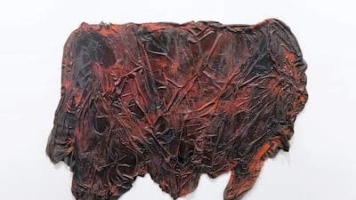 Dala Nasser's painting at Surface Tension. Reem Mohammed/The National