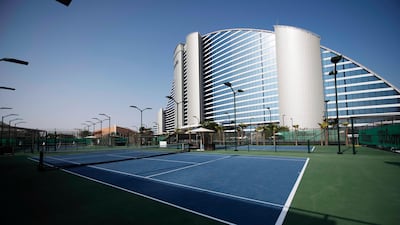 Play tennis with a Jumeirah Beach Hotel backdrop. Courtesy Jumeirah