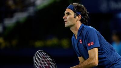 Roger Federer in action during the 2019 Dubai Duty Free Tennis Championships. AP Photo