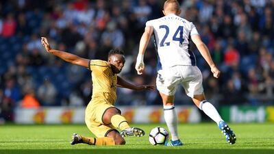Tottenham Hotspur's Victor Wanyama dives for a ball against West Brom last Saturday in the Premier League. Dave Howarth / PA / AP / October 15, 2016