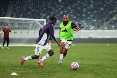 Bryan Mbeumo closes down Habeeb Ogunneye during a training session after Manchester United's pre-season friendly against West Ham United in New Jersey. Getty Images
