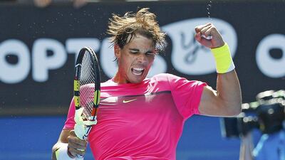 Rafael Nadal celebrates after defeating Mikhail Youzhny in their men's singles first round match at the Australian Open. Issei Kato/Reuters