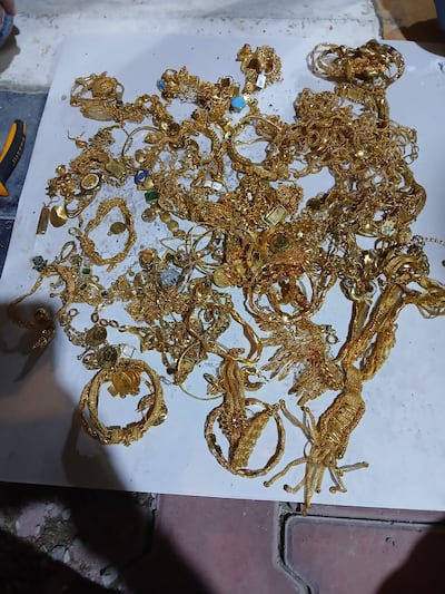 Iraqi authorities said 5kg of gold jewellery has been seized in the investigation. Photo: Supreme Judicial Council