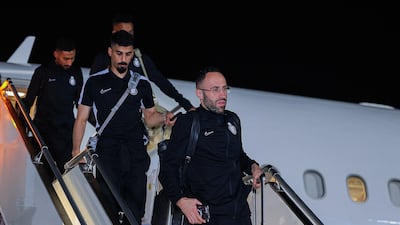 Al Nassr players arrive at Zayed International Airport in Abu Dhabi ahead of the Saudi Super Cup. Reuters
