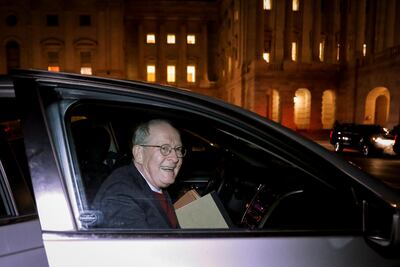 Republican Senator Lamar Alexander leaves the Trump impeachment trial in Washington on January 30, 2020. Reuters