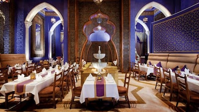 Al Nafoorah Lebanese restaurant at Jumeirah Zabeel Saray hotel in Dubai. Courtesy Jumeirah Zabeel Saray