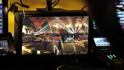 A view of the control room that oversees the stunning effects beamed across Al Wasl dome. Pawan Singh / The National
